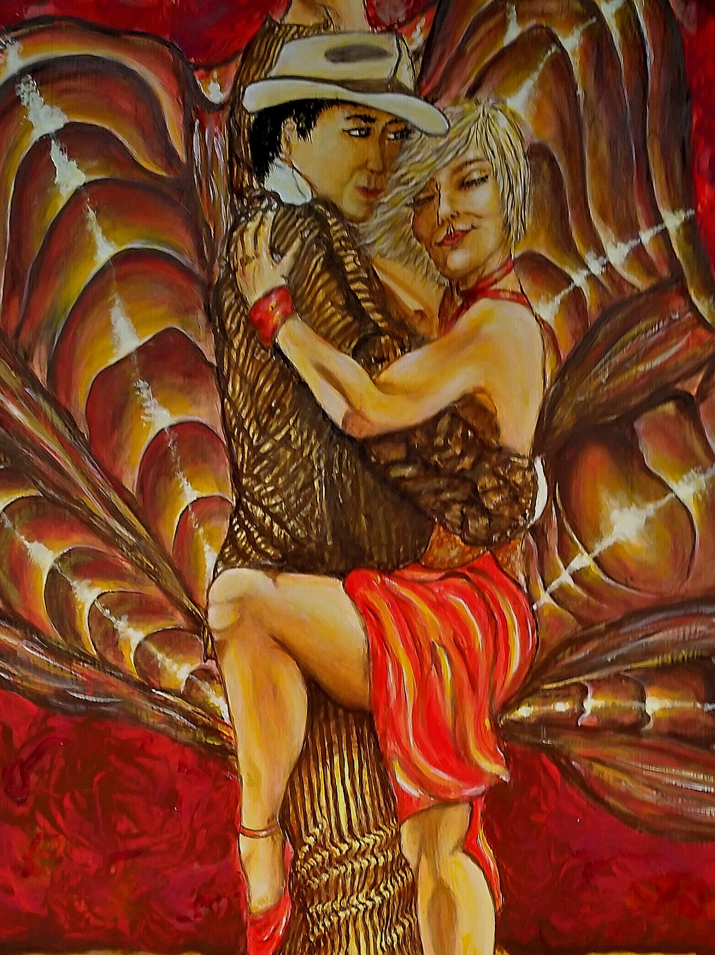 Tangotänzer Acryl auf Presskarton mit Rahmen 53x85 UNIKAT ruth-s-kunst-malerei.webnode.at